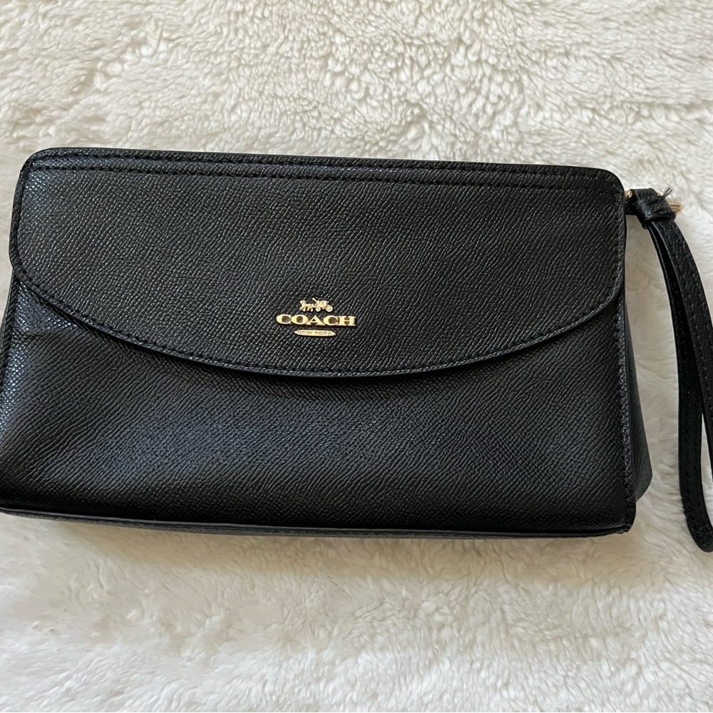 Coach Black Leather Wristlet